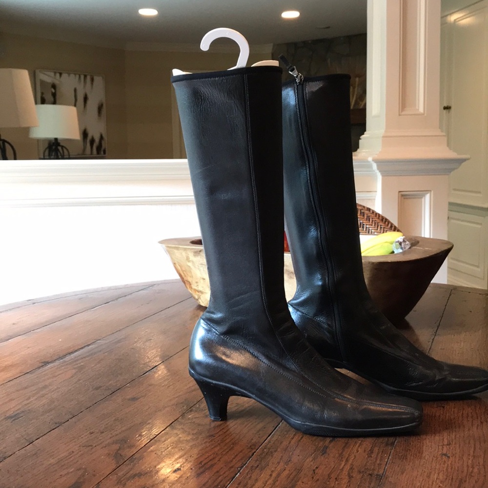 Prada chocolate brown leather boot